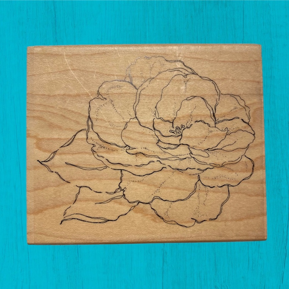 « Open Rose » Wood Mounted Rubber Stamp by Impression Obsession